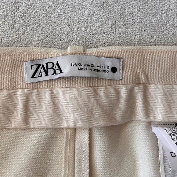 NWT Zara Oyster White Crepe Tuxedo Trouser Pant XL - Picture 6 of 12